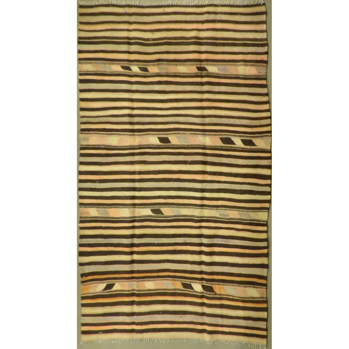 One Of The Kind Authentic Hand-Knotted Sanandaj Vintage Kilim 7'6" X 4'3"